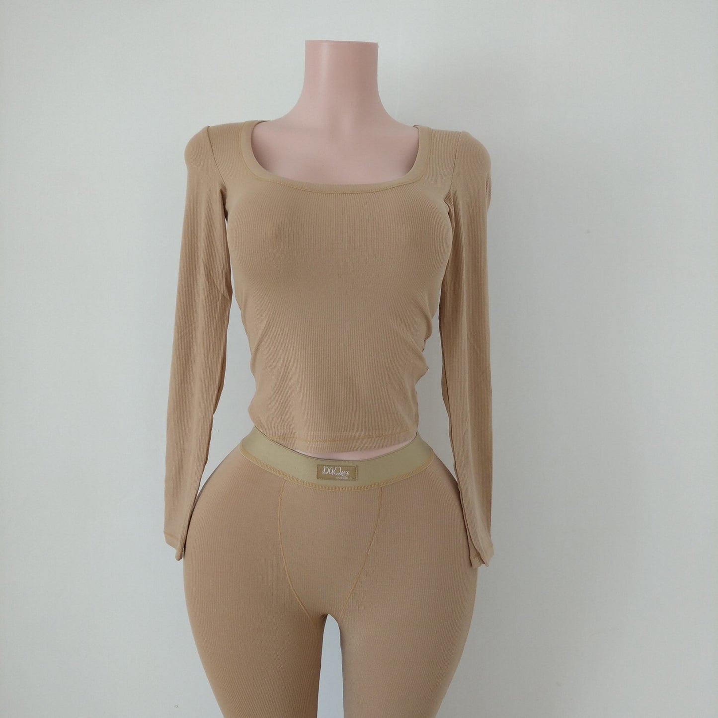Cotton Ribbed Long Sleeve Set - Desert