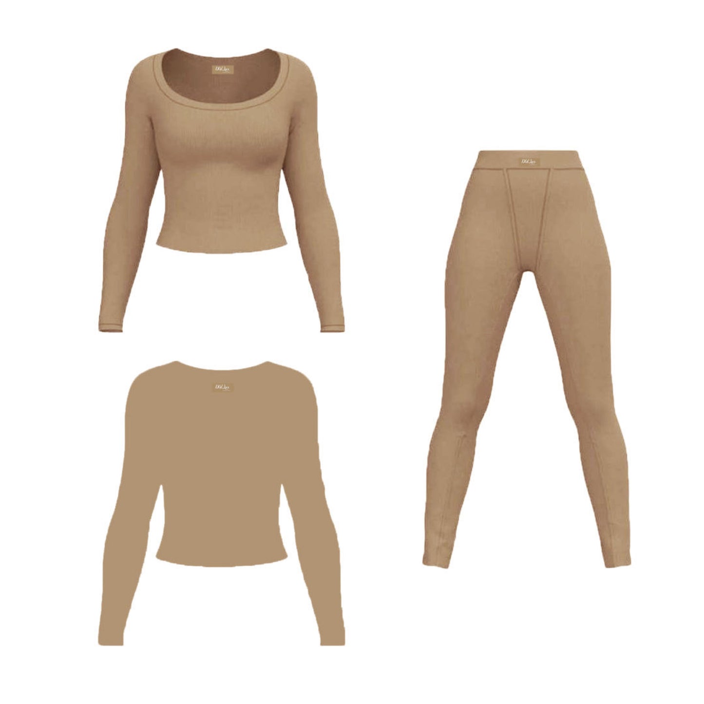 Cotton Ribbed Long Sleeve Set - Desert